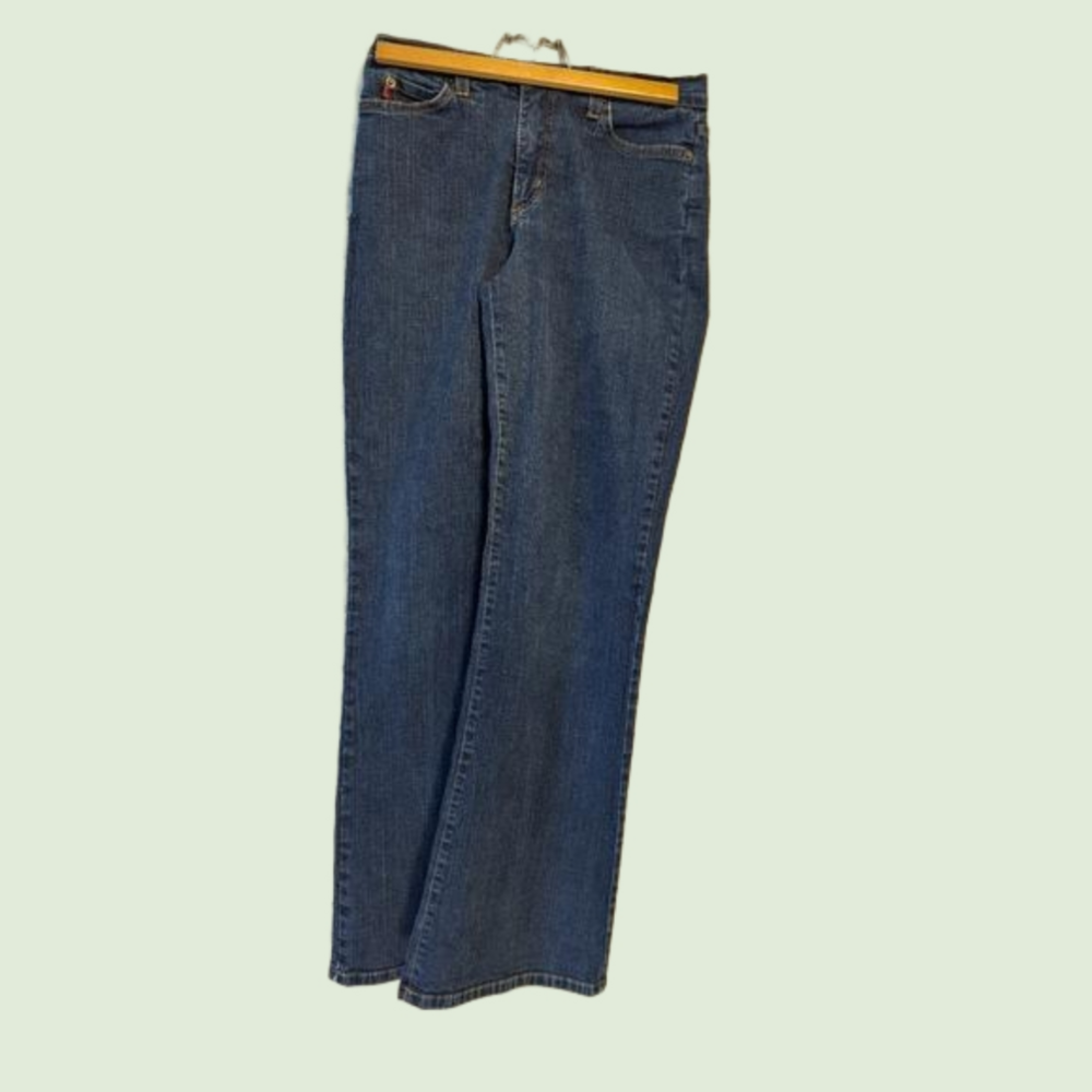 👖NYJD Jeans Tummy Tuck dark blue wash size 8 petite boot flare